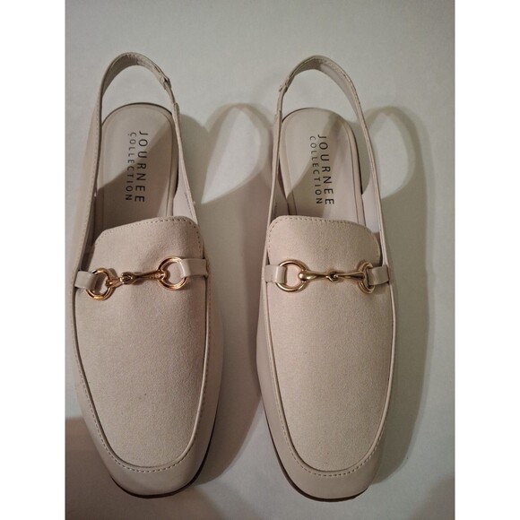 Journee Collection Shoes - JOURNEE COLLECTION Women's Beige Slip-On Slingback Sandals Size 10